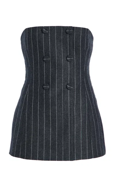 Carolina Herrera Strapless Wool-blend Top In Grey