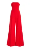 Carolina Herrera Strapless Wool Jumpsuit In Red