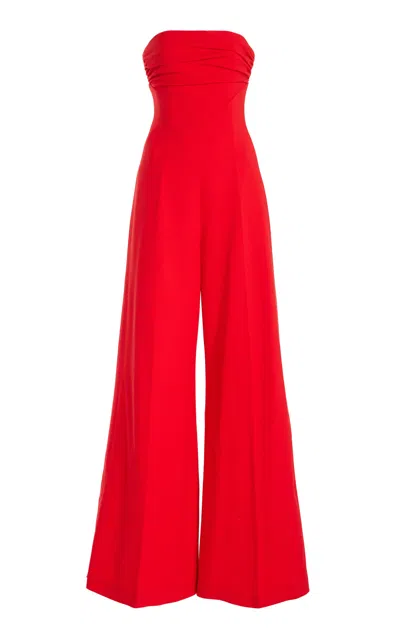 Carolina Herrera Strapless Wool Jumpsuit In Red