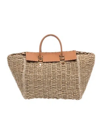 Pre-owned Carolina Herrera Straw Top Handle Bag In Neutral