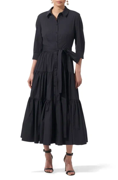 Carolina Herrera Stretch Cotton Belted Shirtdress In Midnight