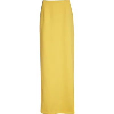 Carolina Herrera Stretch Virgin Wool Column Skirt In Yellow