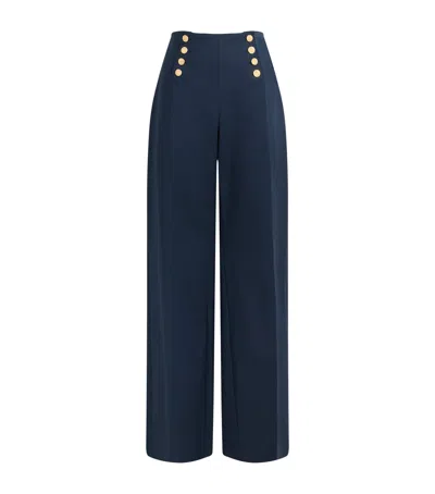 Carolina Herrera Stretch-cotton Alba Wide-leg Trousers In Blue
