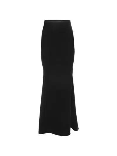 Carolina Herrera Stretch-velvet Fitted Trumpet Maxi Skirt In Black