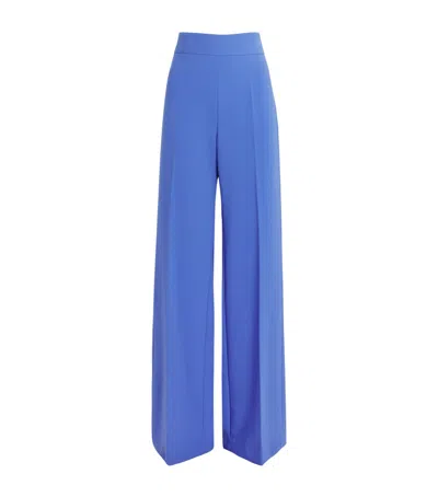 Carolina Herrera Stretch-wool Wide-leg Diane Trousers In Blue