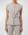 Carolina Herrera Stripe Cap-sleeve Top In Ecru Multi