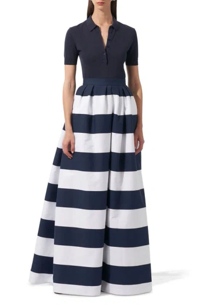 Carolina Herrera Stripe Cotton Blend Ballgown Skirt In Midnight Multi