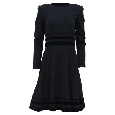 Carolina Herrera Stripe Detail Mini A-line Dress In Black Wool