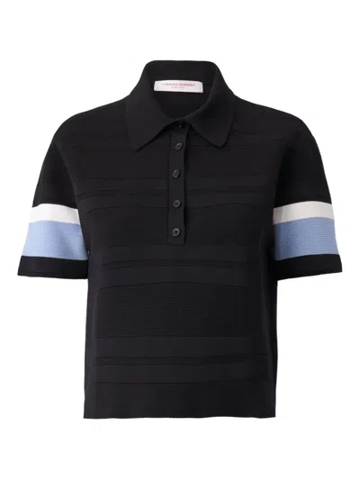 CAROLINA HERRERA STRIPE-DETAIL POLO TOP