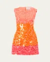 Carolina Herrera Stripe Sequined Sleeveless Mini Dress In Sunset Multi