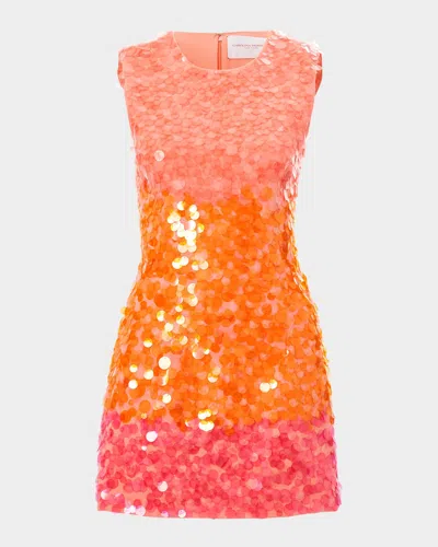CAROLINA HERRERA STRIPE SEQUINED SLEEVELESS MINI DRESS