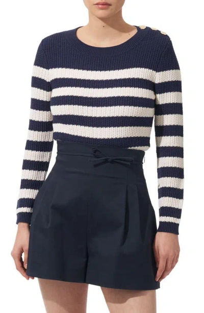 Carolina Herrera Stripe Silk & Cotton Sweater In Midnight Multi