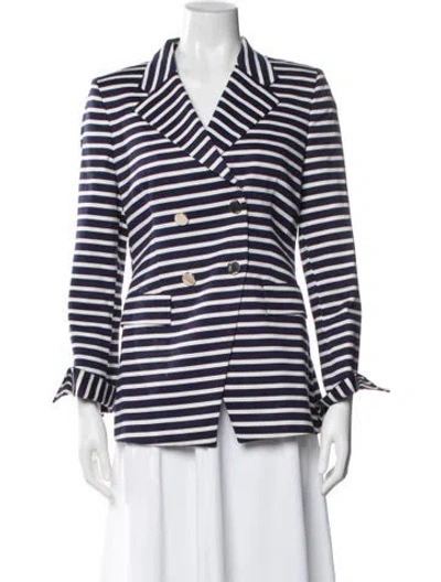 Pre-owned Carolina Herrera Striped Blazer In Blue