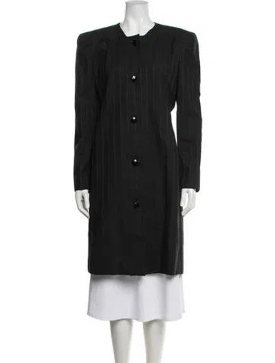 Pre-owned Carolina Herrera Striped Coat In Black