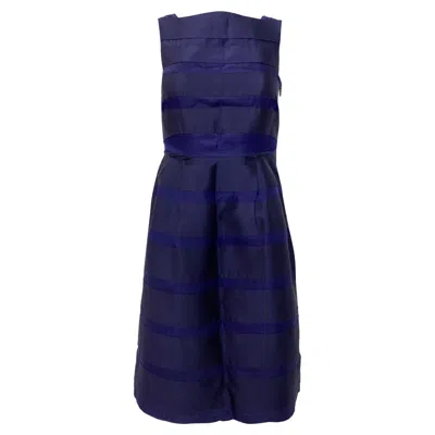 Carolina Herrera Striped Cocktail Dress In Blue Silk