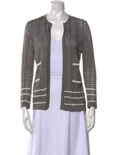 Pre-owned Carolina Herrera Striped Crew Neck Sweater In Grey