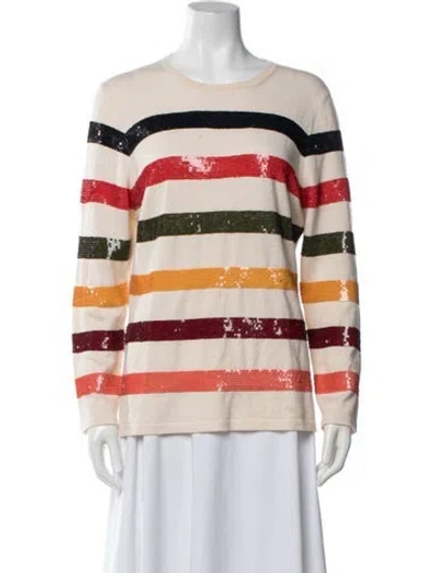 Pre-owned Carolina Herrera Striped Crew Neck Sweater In Multi