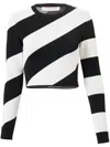 Carolina Herrera Striped Cropped Jumper In Black