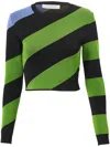 Carolina Herrera Striped Cropped Jumper In Green