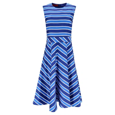 Pre-owned Carolina Herrera Striped Dress In Blue