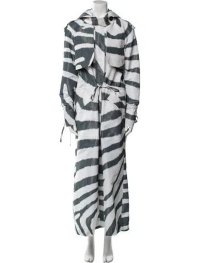 Pre-owned Carolina Herrera Striped Faux Fur Coat In Multi
