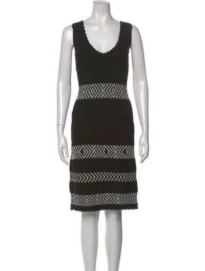 Pre-owned Carolina Herrera Striped Knee-length Dress In Black
