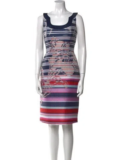 Pre-owned Carolina Herrera Striped Knee-length Dress In Blue