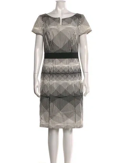 Pre-owned Carolina Herrera Striped Knee-length Dress In White