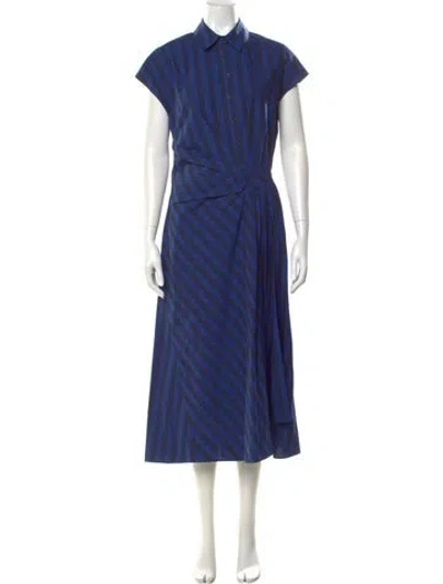 Pre-owned Carolina Herrera Striped Long Dress In Blue