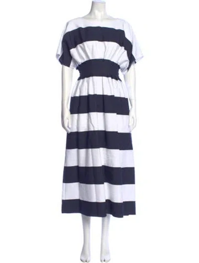 Pre-owned Carolina Herrera Striped Long Dress In Blue