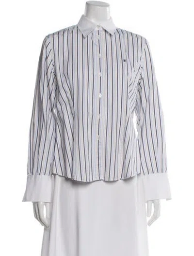 Pre-owned Carolina Herrera Striped Long Sleeve Button-up Top In Multi