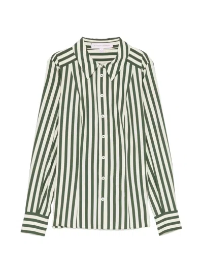 Carolina Herrera Striped Long-sleeve Shirt In Green