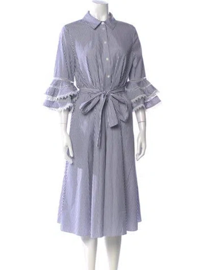 Pre-owned Carolina Herrera Striped Midi Length Dress In Blue