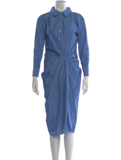Pre-owned Carolina Herrera Striped Midi Length Dress In Blue