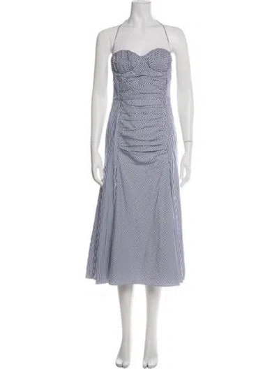Pre-owned Carolina Herrera Striped Midi Length Dress In Blue