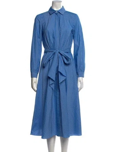 Pre-owned Carolina Herrera Striped Midi Length Dress In Blue