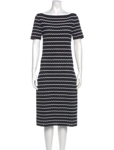 Pre-owned Carolina Herrera Striped Midi Length Dress In Gray
