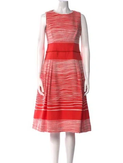 Pre-owned Carolina Herrera Striped Midi Length Dress In Orange