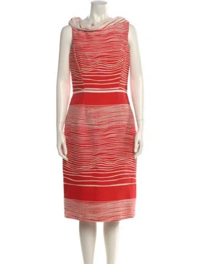 Pre-owned Carolina Herrera Striped Midi Length Dress In Red