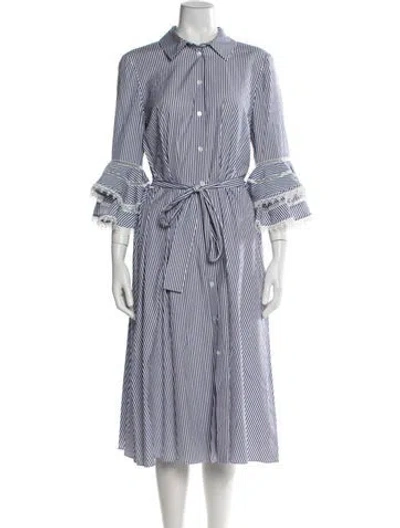 Pre-owned Carolina Herrera Striped Midi Length Dress W/ Tags In Blue
