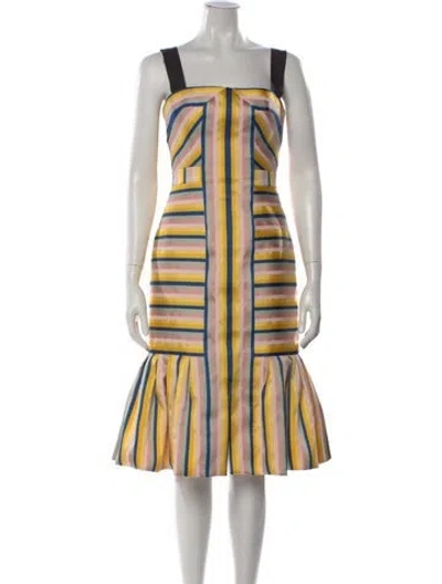 Pre-owned Carolina Herrera Striped Midi Length Dress W/ Tags In Multi