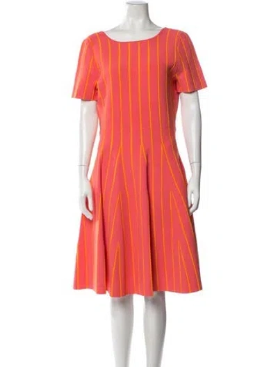Pre-owned Carolina Herrera Striped Midi Length Dress W/ Tags In Orange/pink