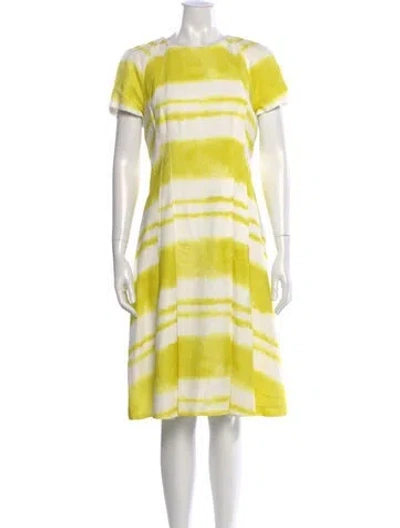 Pre-owned Carolina Herrera Striped Midi Length Dress In Yellow