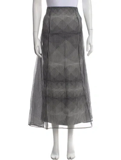 Pre-owned Carolina Herrera Striped Midi Length Skirt In Black