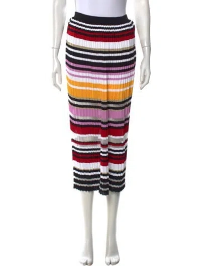 Pre-owned Carolina Herrera Striped Midi Length Skirt In Black