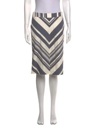 Pre-owned Carolina Herrera Striped Midi Length Skirt In Grey