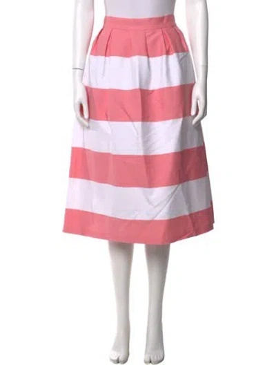 Pre-owned Carolina Herrera Striped Midi Length Skirt In Pink