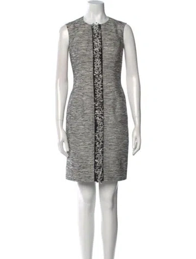 Pre-owned Carolina Herrera Striped Mini Dress In Black