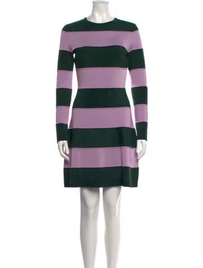 Pre-owned Carolina Herrera Striped Mini Dress In Green