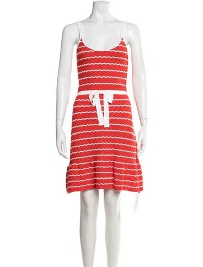 Pre-owned Carolina Herrera Striped Mini Dress In Red